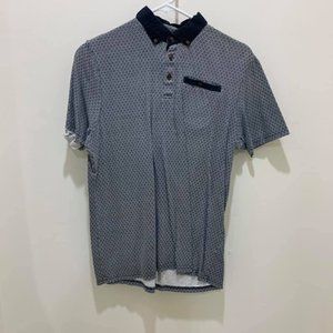 Navy hexagon print Polo